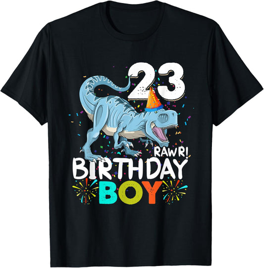 23 Years old Dinosaurs Birthday 23rd Party Rawr T rex Boys T-Shirt