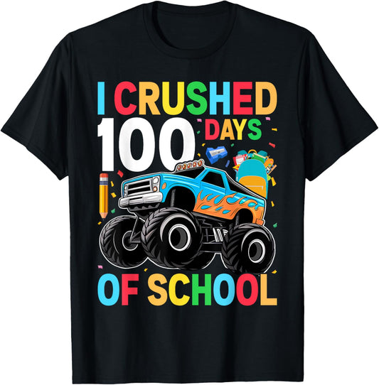 100 Days of School Monster Truck 100th Day of School Boys T-Shirt