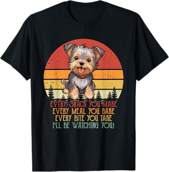 Vintage I'll Be Watching You Yorkshire Terrier Dog Owner T-Shirt for Men Women