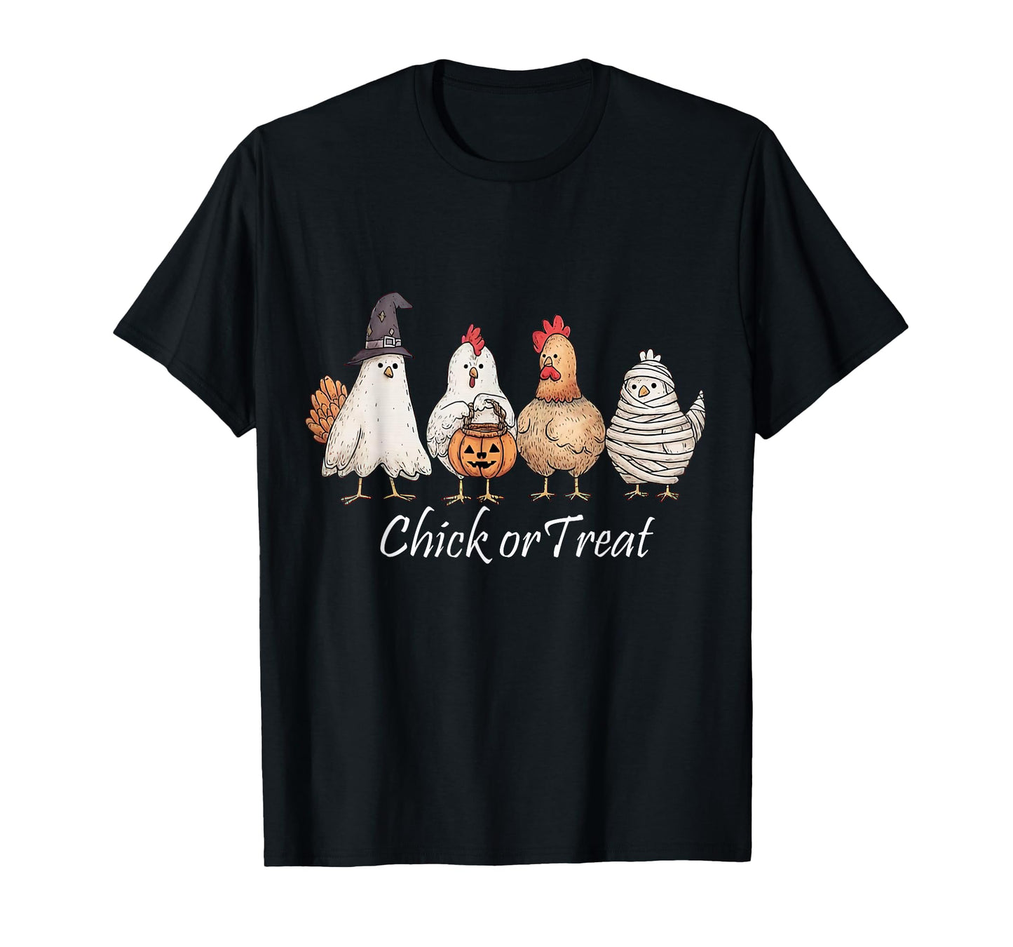 Chicken Chick Or Treat Funny Halloween Costume Farmer T-Shirt