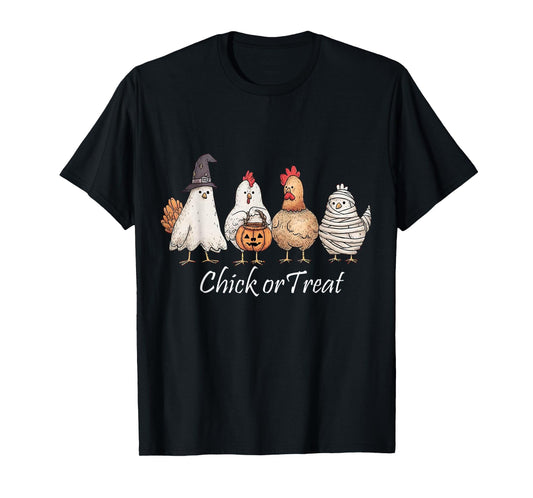 Chicken Chick Or Treat Funny Halloween Costume Farmer T-Shirt
