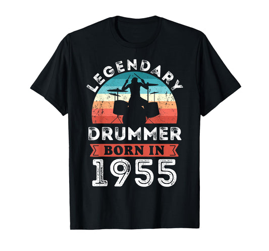 Legendary Drummer born 1955 70th Birthday Gifts Drumming T-Shirt