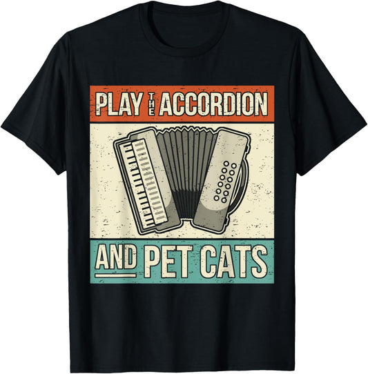 Accordionist Accordion Player Cat-Owner Retro Accordion T-Shirt