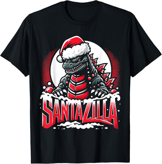 Kaiju Christmas Santazilla Japanese Monster Dinosaur Boys T-Shirt