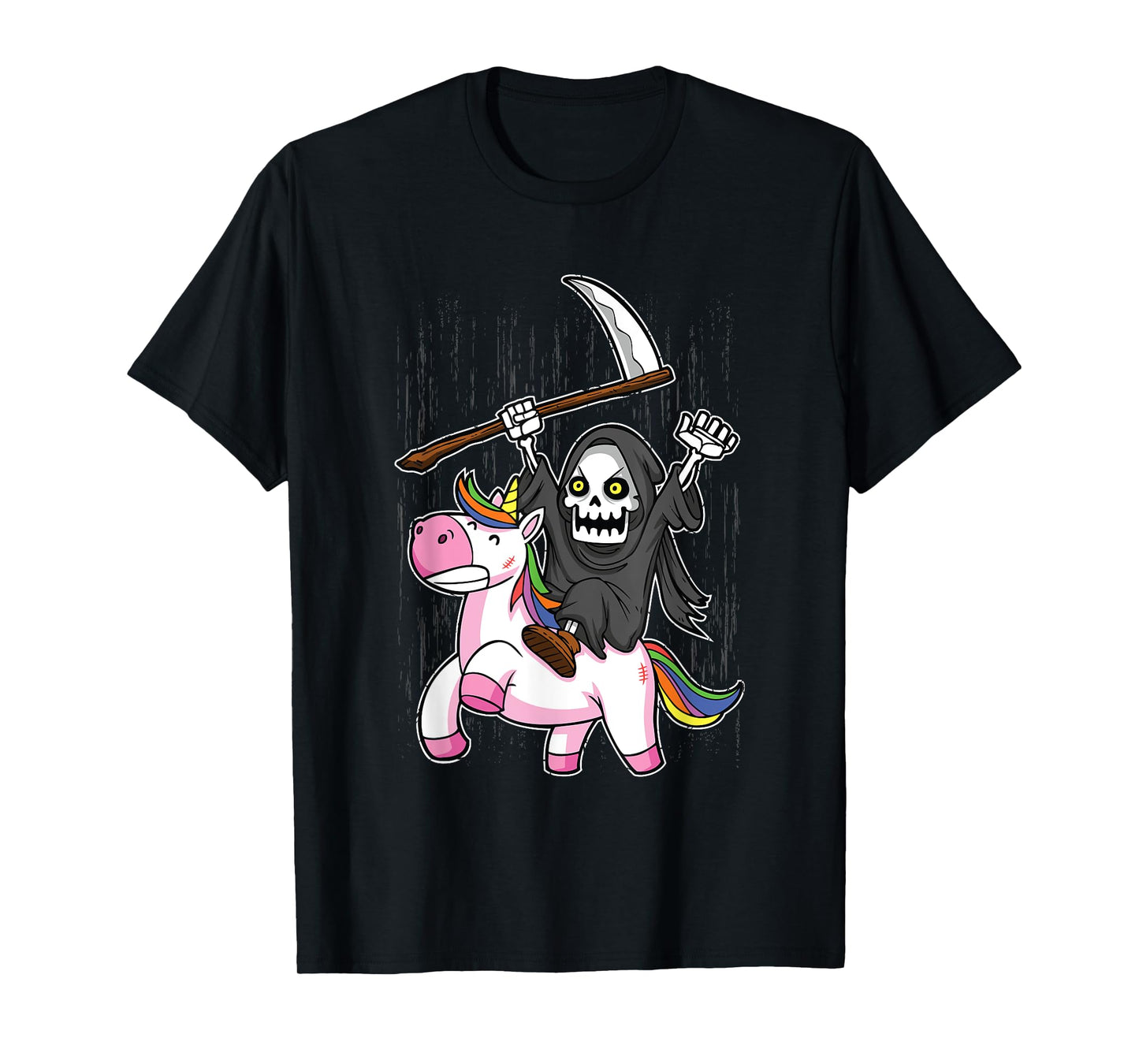 Death Metal Rock Music Halloween Grim Reaper Riding Unicorn T-Shirt