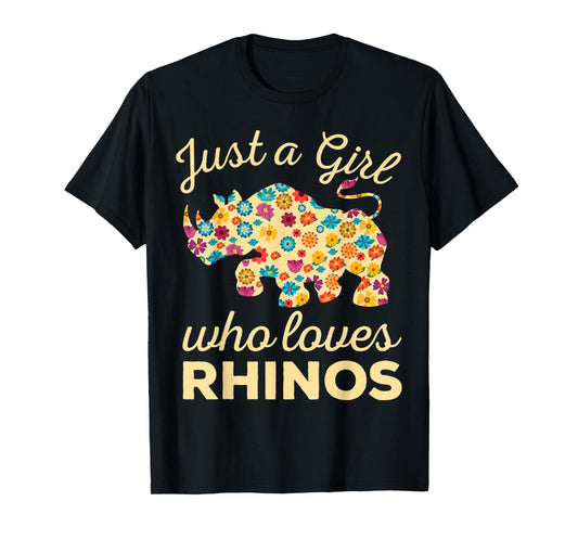 Just A Girl Who Loves Rhinos Rhinoceros Horn Safari Wildlife T-Shirt