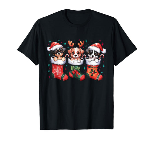 Cute Dog Christmas Santa Funny Christmas Xmas Dog Men Women T-Shirt