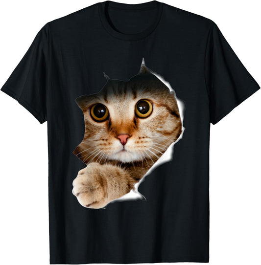 Cat Shirt, Cat Tshirt, Cat Torn Cloth Shirt, Kitten,Kitty T-Shirt