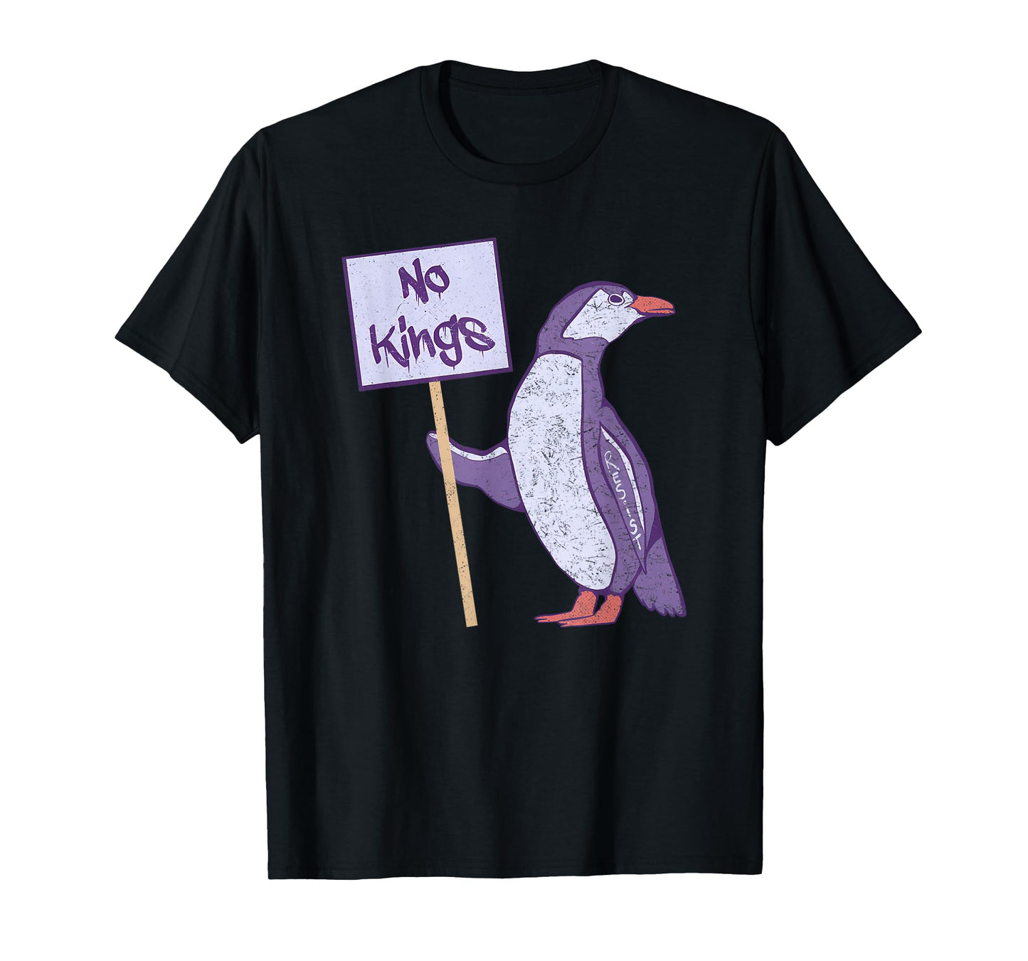 Funny Heard Island Penguins No Kings In America Purple T-Shirt
