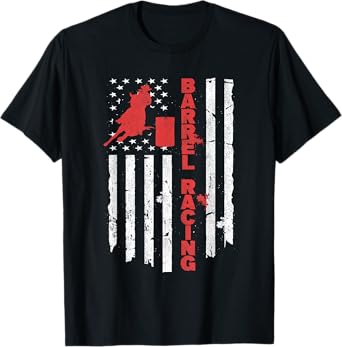 USA Barrel Racer Rodeo American Flag Barrel Racing T-Shirt