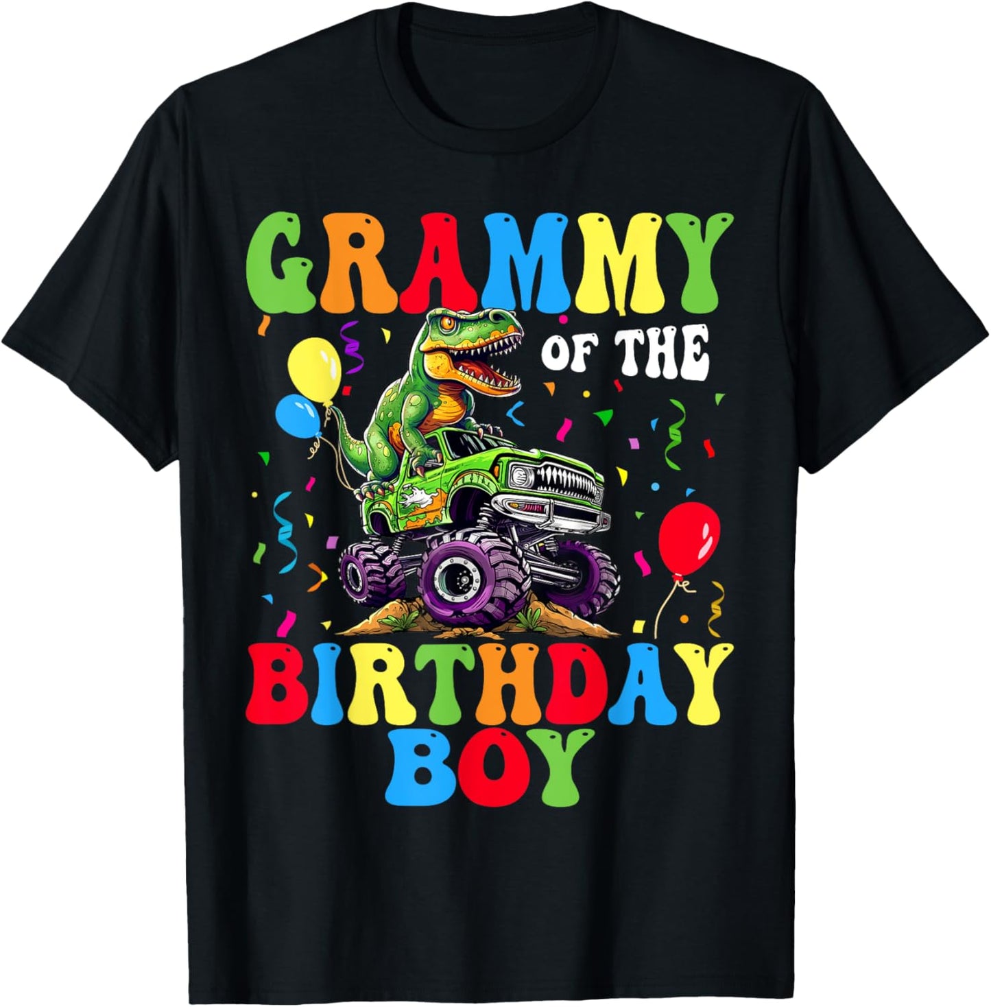 Grammy Of The Birthday Boy Dinosaur Monster Truck T-Shirt