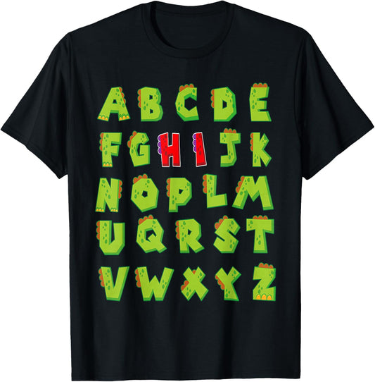 Dinosaur Hi Alphabet Letter Kindergarten Teacher Student Kid T-Shirt