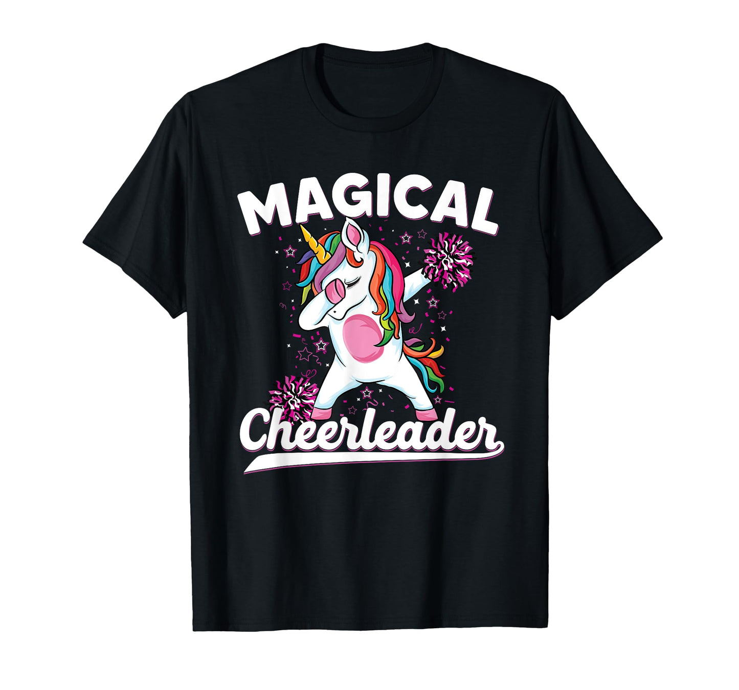 Magical cute dabbing unicorn cheerleader Funny Cheerleading T-Shirt