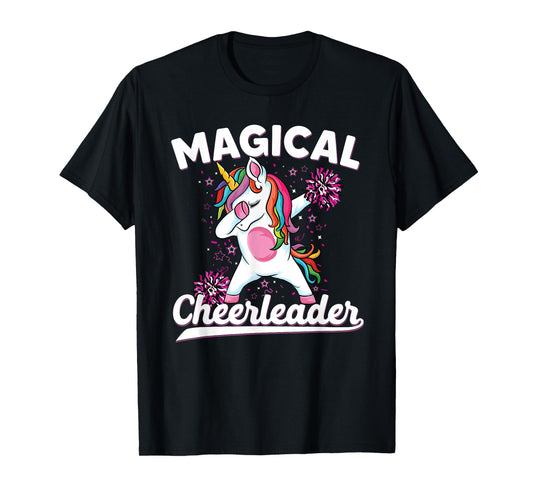 Magical cute dabbing unicorn cheerleader Funny Cheerleading T-Shirt