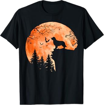 Golden Retriever and Moon Silhouette Dog Lover Halloween T-Shirt for Men Women Kids