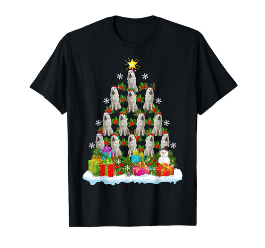 Xmas Decoration Santa Great Pyrenees Dog Christmas Tree Men Women Kids T-Shirt