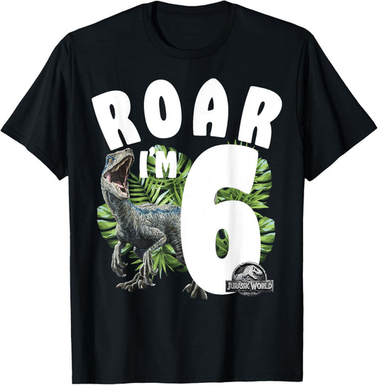 Jurassic World Birthday Raptor Roar I'm 6 T-Shirt