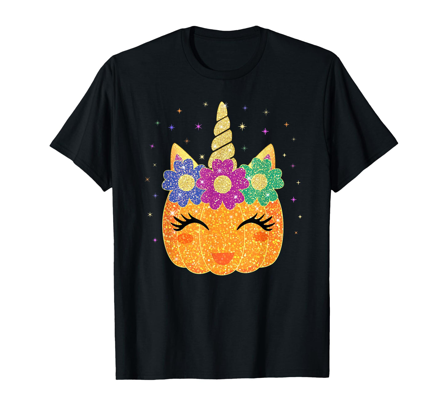 Unicorn Pumpkin Halloween Thanksgiving Girls Kids T-Shirt