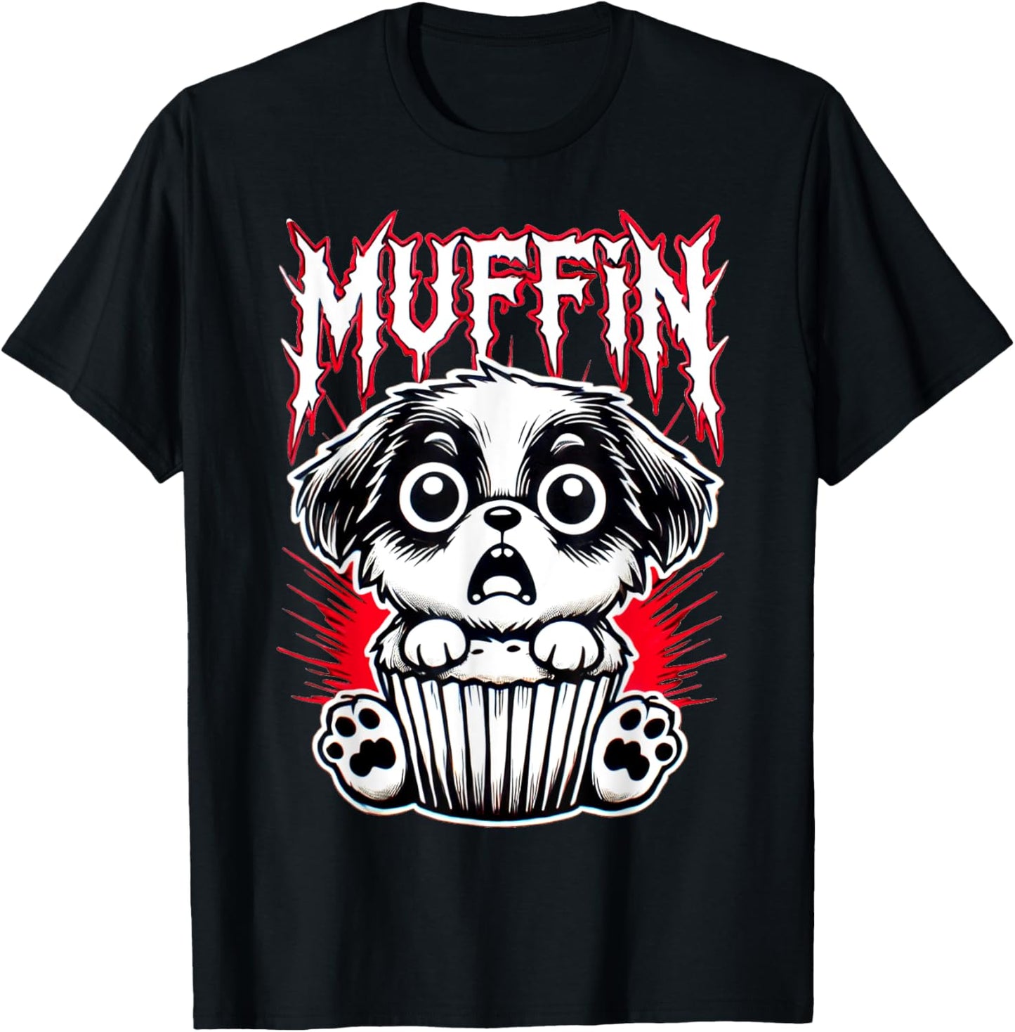 Muffin Metal Cute Dog Emotions Grunge Screaming Puppy T-Shirt