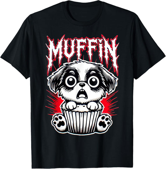Muffin Metal Cute Dog Emotions Grunge Screaming Puppy T-Shirt