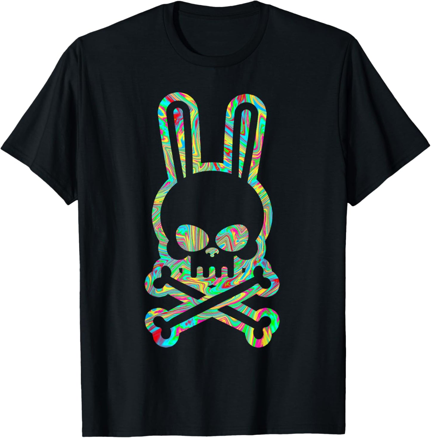 Funny Easter Bunny Retro Tie Dye bunny skull Cross Bone T-Shirt