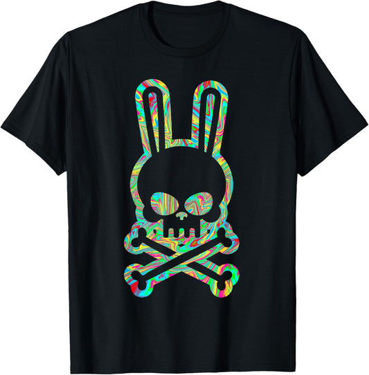 Funny Easter Bunny Retro Tie Dye bunny skull Cross Bone T-Shirt