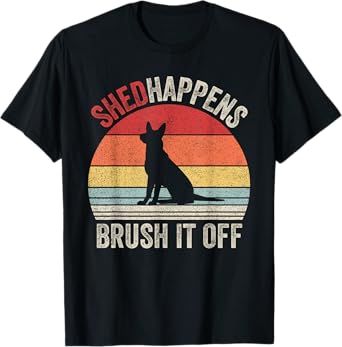 Vintage Retro Shed Happens Brush It Off German Shepherd Dog T-Shirt