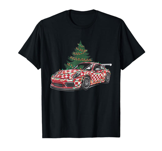 Race Car Christmas Tree & Lights Racing Car Xmas For Kid Men T-Shirt