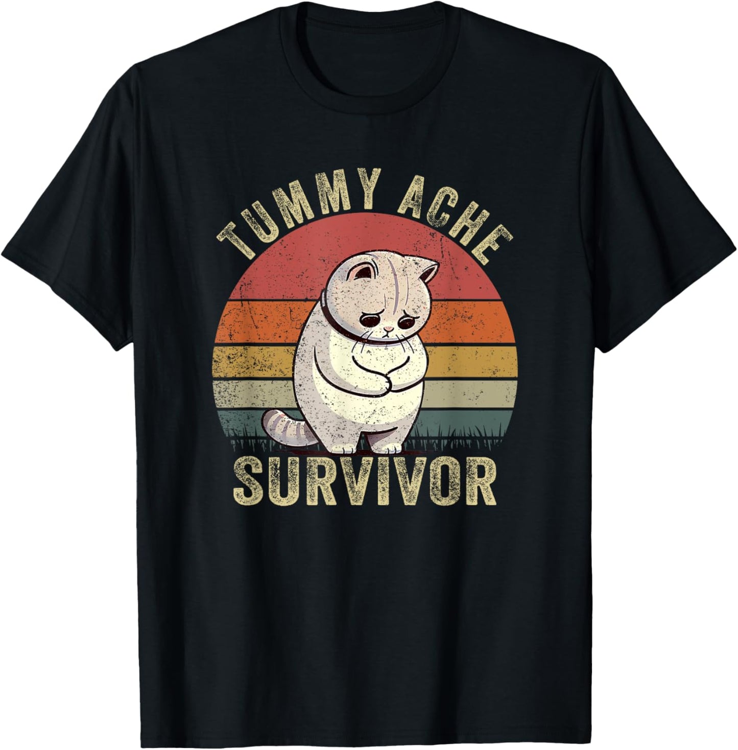 Funny Cat Stomach Ache My Tummy Hurts Tummy Ache Survivor T-Shirt