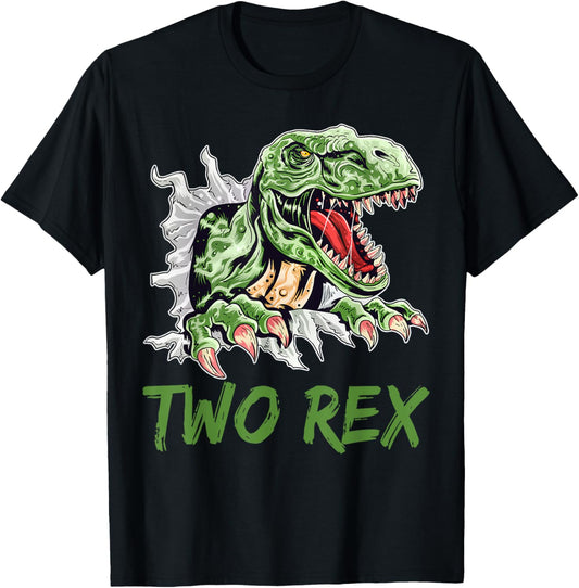 Two Rex It's My 2nd Birthday Dinosaur 2 Years Old Boys T-Shirt