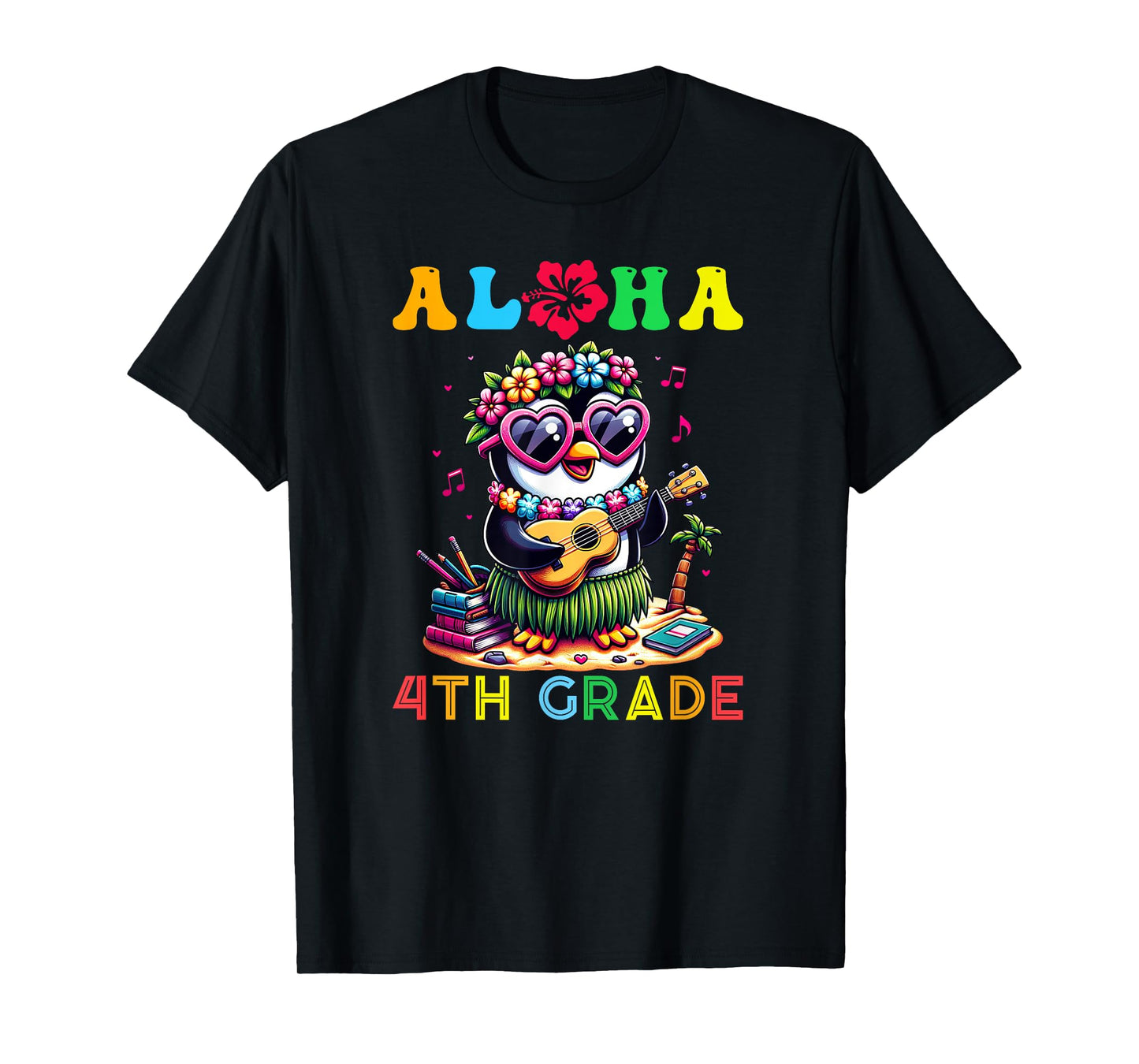 Aloha Fourth Grade Penguin Hawaii Back to School Kids Girl T-Shirt