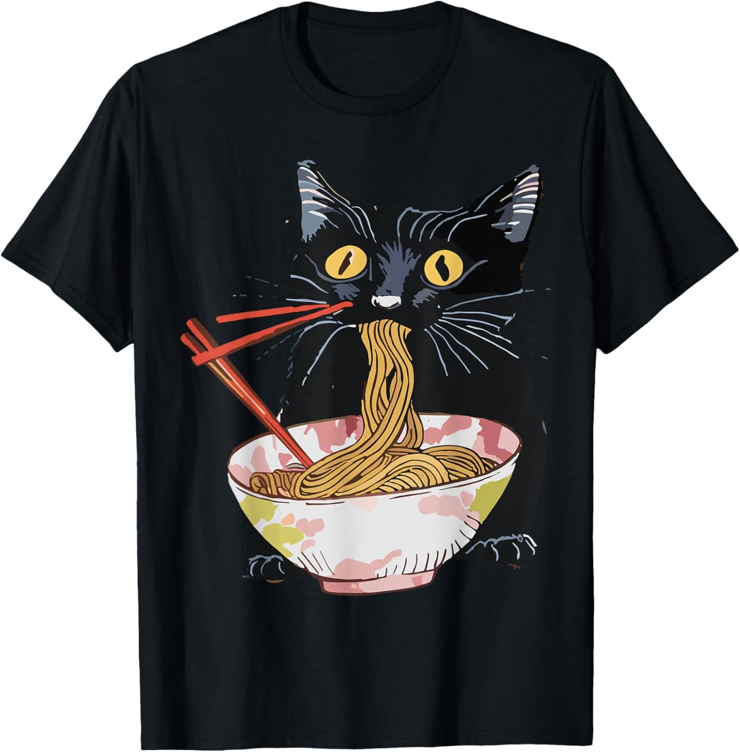 Anime Cat Ramen T-Shirt – Kawaii Japanese Food Graphic Tee T-Shirt