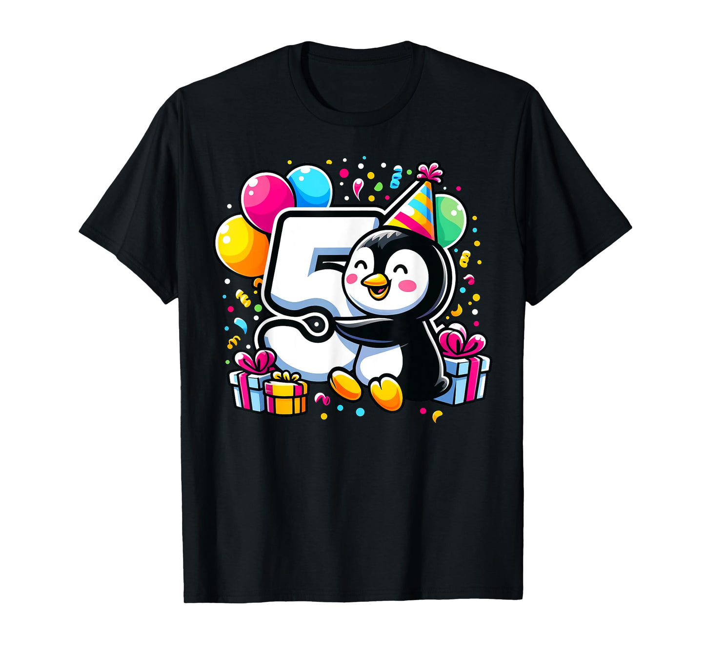 Kids Penguin Theme fifth Bday Party 5th Penguin Birthday T-Shirt