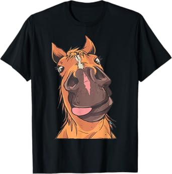 Horse Gifts Funny Horse Riding T-Shirt - Unisex-Adult, Black, Short Sleeve, Classic Fit, Small