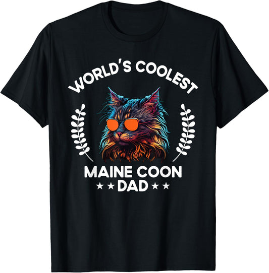 World's Coolest Dog Dad Papa - Men Maine Coon Cat T-Shirt