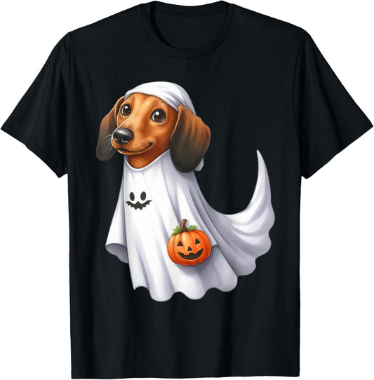 Dachshund Dog Halloween Costume Party Ghost Weiner Dog T-Shirt