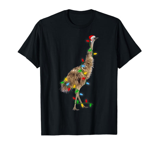 Emu Bird Xmas Lighting Holiday Santa Emu Christmas T-Shirt