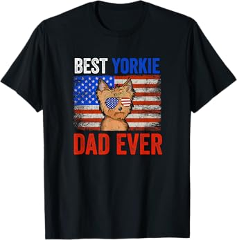 Best Yorkie Dad Ever American Flag Fathers Day T-Shirt for Women Men