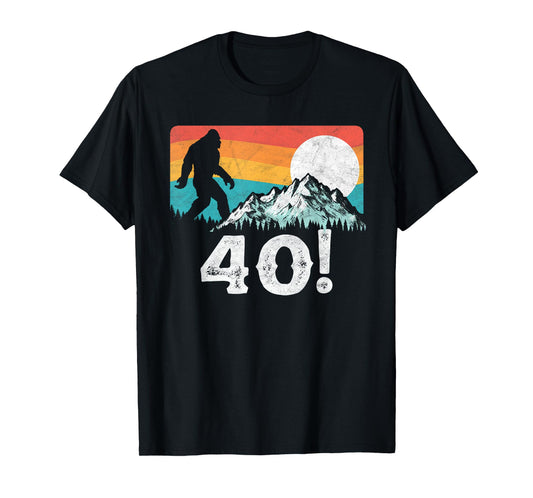 Funny Bigfoot Mountains 40th Birthday Vintage Graphic T-Shirt