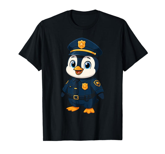 Penguin Policeman Funny Police Cop Costume Kids Girls Boys T-Shirt