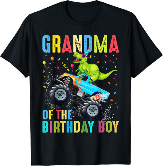 Grandma of the Birthday Boy Dinosaur Monster Truck Birthday T-Shirt