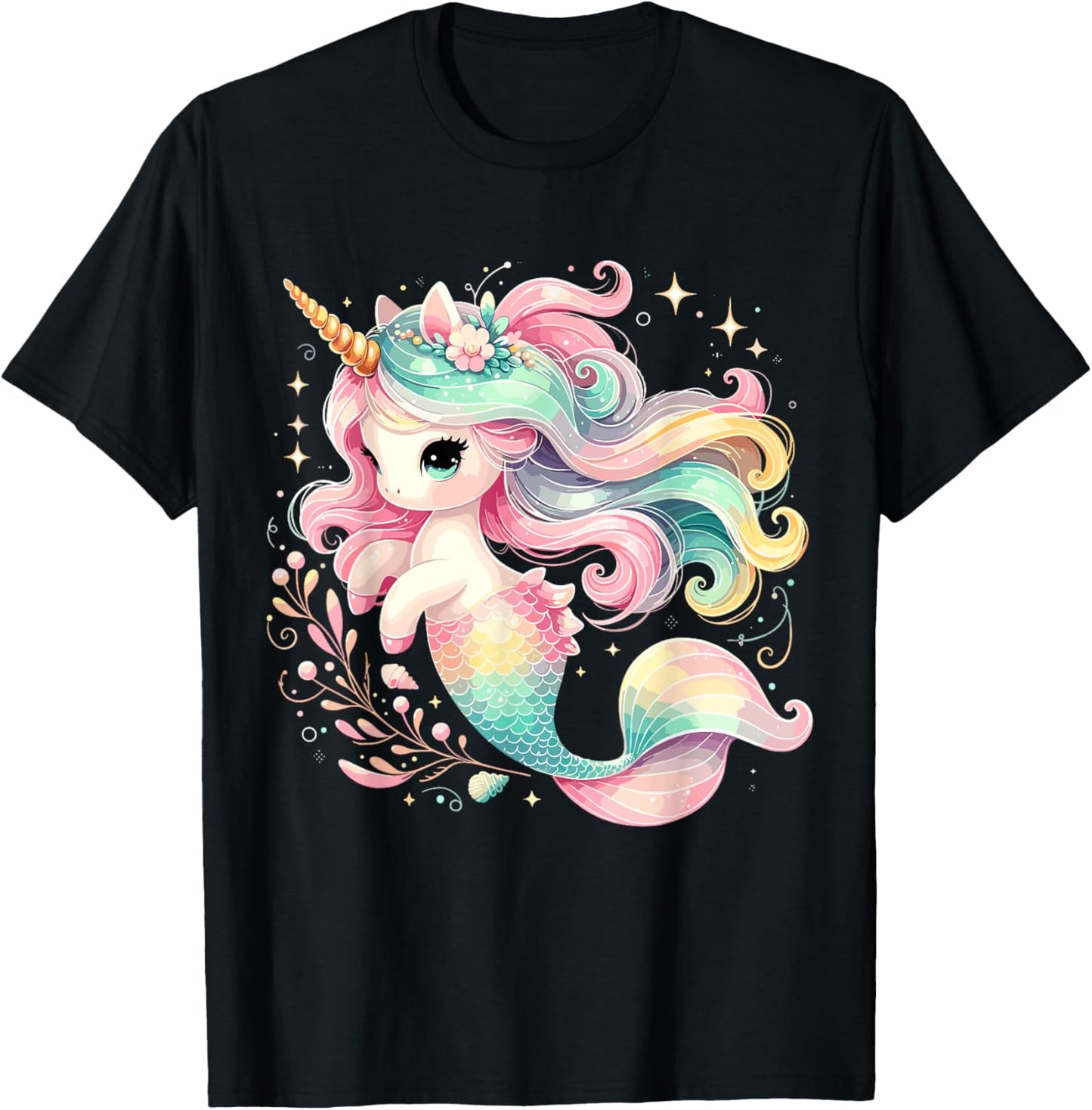 Unicorn Mermaid Birthday Party Girl Mermicorn T-Shirt