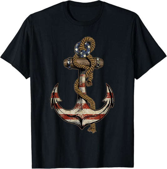 American Flag Patriotic Anchor - Memorial Day 4th Of July T-Shirt