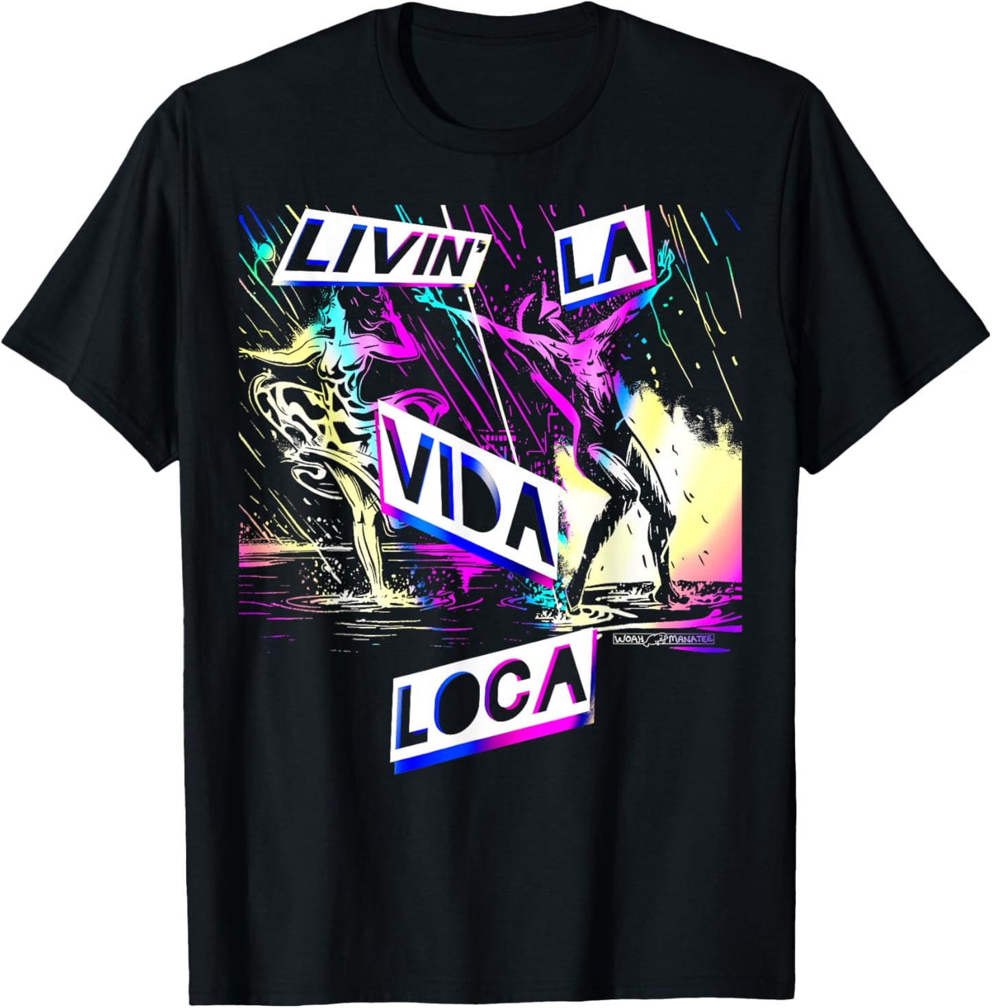 LIVIN' LA VIDA LOCA Unisex-Adults Black Modern Retro T-Shirt