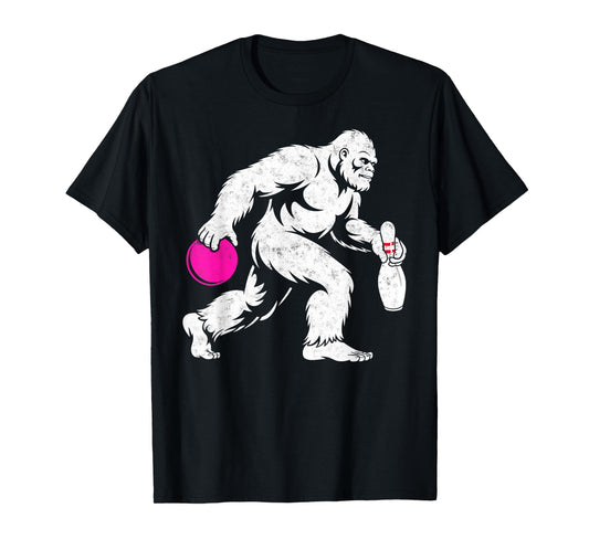Susquatch Bigfoot Pin Ball Joke Bowler Funny Bowling Team T-Shirt