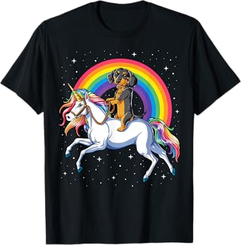 Dachshund Unicorn Girls Space Galaxy Rainbow Dog T-Shirt