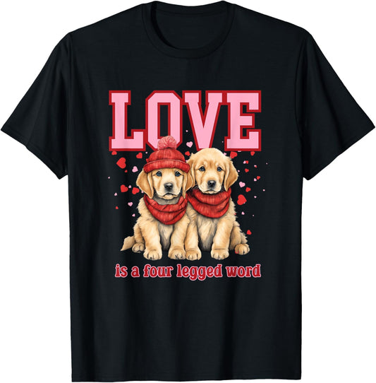 Everystepcounts4us Golden Retriever Love Valentine Unisex-Adults T-Shirt Black Small Classic Fit Short Sleeve Valentine's Day Golden Retriever T-Shirt