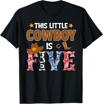 Five Year Old Cowboy 5th Birthday Party Western Rodeo Theme T-Shirt