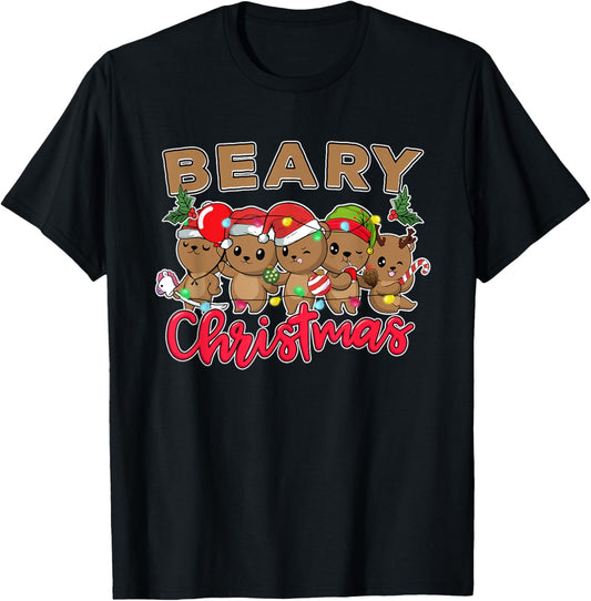 Beary Merry Christmas For Teddy Bear Lovers Funny Xmas Bear T-Shirt