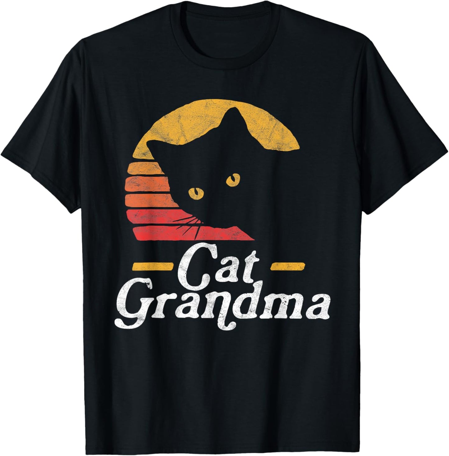 Cat Grandma Vintage Eighties Style Sun Cat Retro Distressed T-Shirt